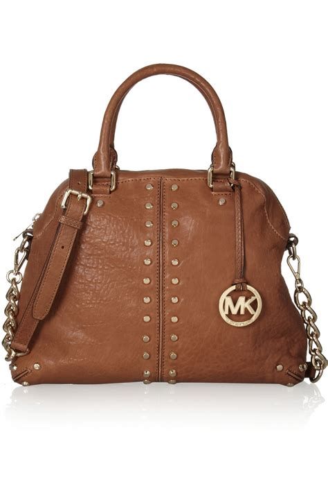 michael kors brown studded purse|solid brown Michael Kors purses.